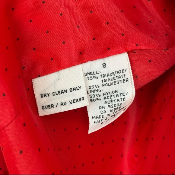 Vtg 80s Two Piece Skirt Suit Set Size 8 Red Gold Holiday Festive Liz Claiborne - Picture 11 of 15